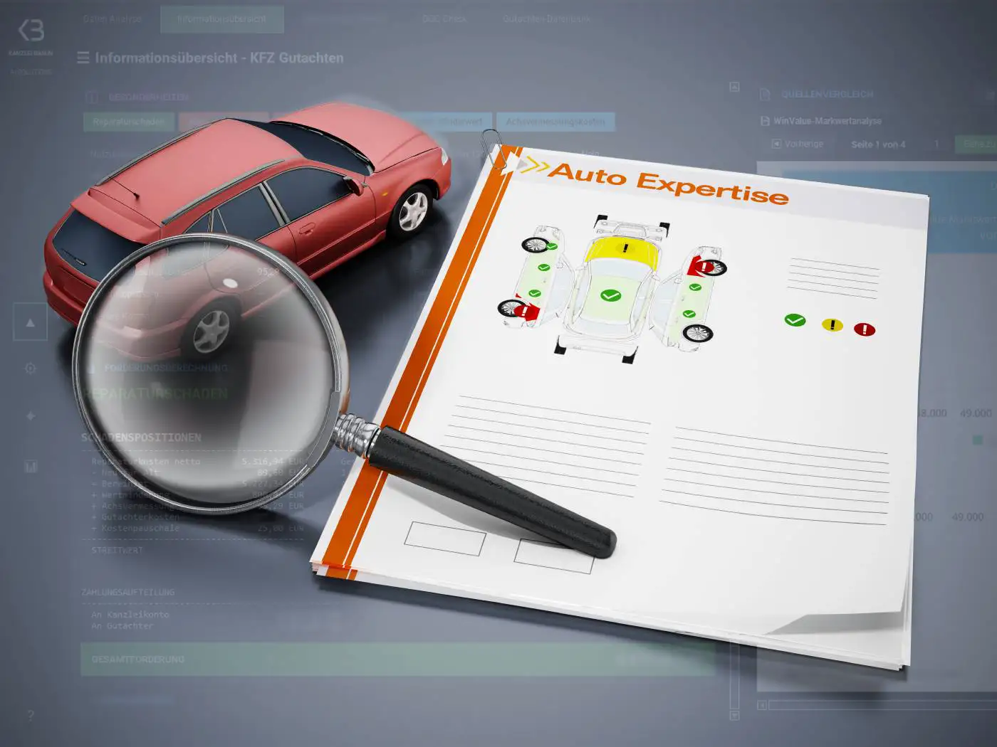 AI Analyser – KFZ-Gutachten KI-Analyse Software der Kanzlei Basun